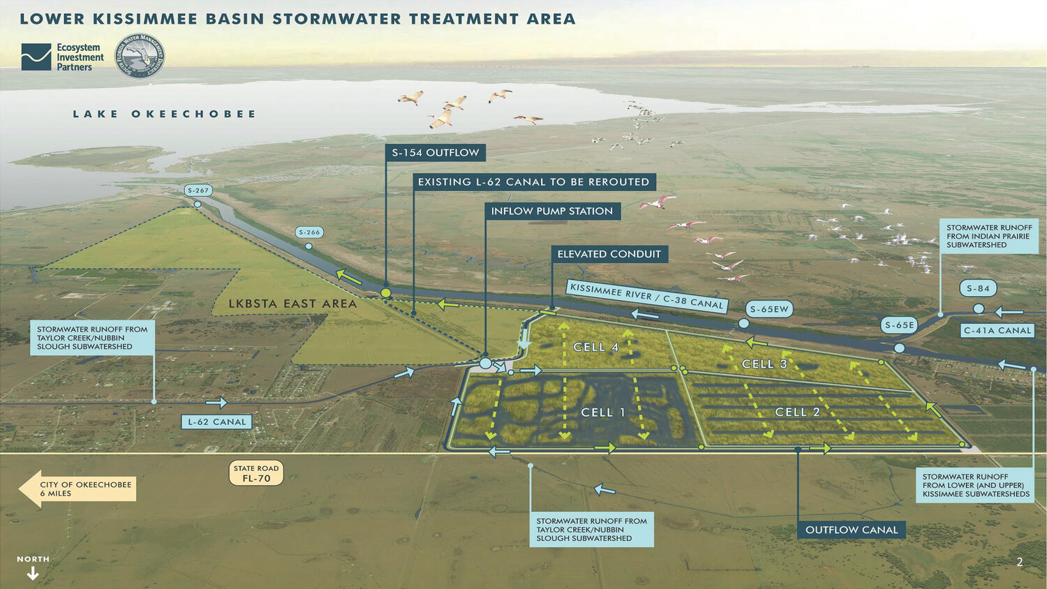 The Lower Kissimmee Basin Stormwater Treatment Area (LKBSTA) project is planned east of the Kissimmee River and south of State Road 70